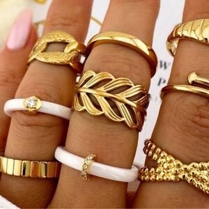 18k Gold Plated Leaf Cuff Ring